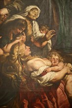 Detail of the painting The Raising of the Cross by Peter Paul Rubens inside the Cathedral of Our Lady
