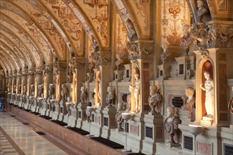 Statues in the Renaissance Antiquarium or Hall of Antiquities in the Munich Residence