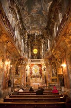 Interior of the late Baroque Asam Church or St. Johann Nepomuk Church