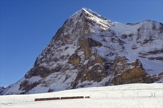 Jungfraujoch train in front of the Eiger mountain
