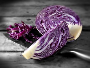Freshly cut red cabbage
