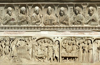 Medieval sculptural reliefs on the door of the Baptistry of St. John