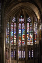Gothic stained glass windows depicting scenes from the Martyrdom of Saint Denis
