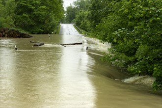 Street flooded by the Isar River during the floods on 3rd June 2013