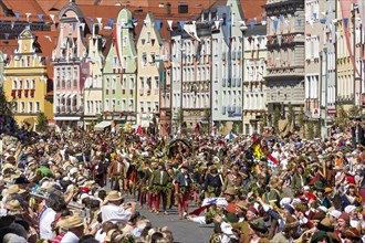 Wedding procession in medieval costumes to celebrate 'Landshut Wedding 1475'