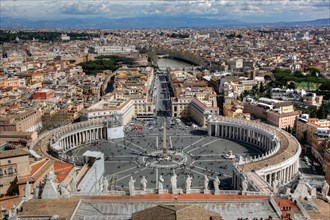 View of Rome and St Peter's Square from the dome of St. Peter's Basilica