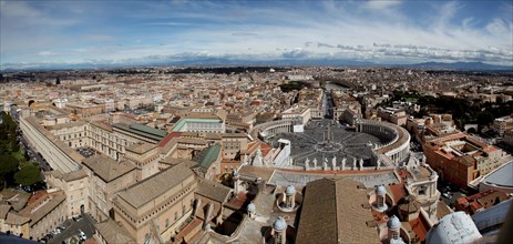 View of Rome and St Peter's Square from the dome of St. Peter's Basilica