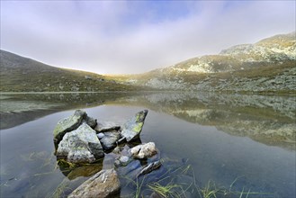 Mountain lake at Penser Joch Pass