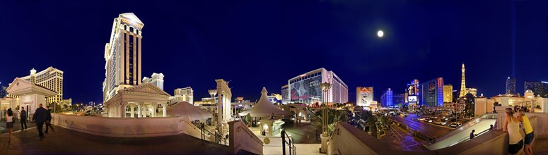 360 panorama of the Las Vegas Boulevard at night