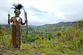 Traditionally dressed tribal chief in the Highlands