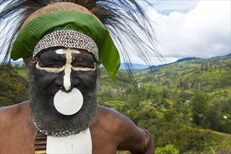 Decorated and painted tribal chief in the Highlands