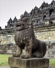 Stone guardian in front of the Borobudur Temple Complex