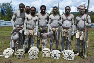 Men from the tribe of the Mudmen during the traditional Sing Sing in the highlands