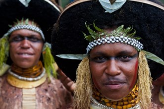 Decorated and painted women celebrating the traditional Sing Sing in the highlands