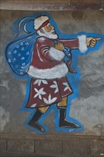 Santa Claus painted on a wall