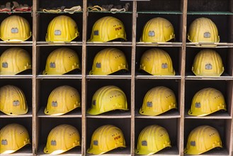 Yellow helmets for visitors of a silver mine