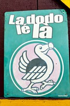 Advertising sign for a beer brand with the inscription 'La dodo le la'