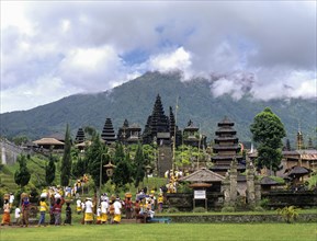 Mother Temple of Besakih or Pura Besakih with Mount Agung