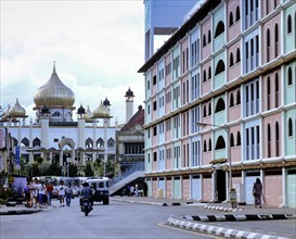 Street scene with the Mosque of Kuching