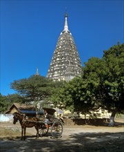 Horse-drawn carriage in front of Mahabodhi Temple