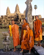 Buddhist monks at the western entrance