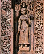 Devata statue made of red sandstone