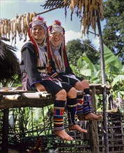 Young Akha girls in a mountain village