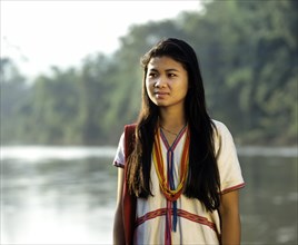 Young Karen woman with traditional clothing