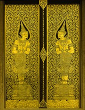 Doors with golden figures