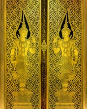 Doors with golden figures