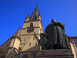 Protestant Parish Church and statue of Friedrich Teutsch