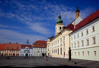 Piata Mare or Great Square with the Catholic Garrison Church and the Gheorghe Lazar Memorial