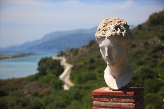 Bust of Apollo in the ruins of the ancient city of Butrint