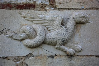 Venetian stone relief on the outer wall of St. Nicholas Church