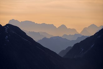 Panoramic view of the mountains at sunrise