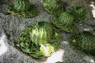 Handmade hats made from palm leaves