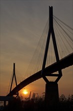 Koehlbrandbruecke bridge at sunset