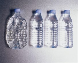 Row of plastic bottles