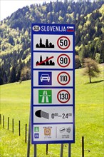 Speed limits sign in Slovenia