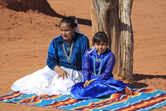 Navajo Indian mother and daughter