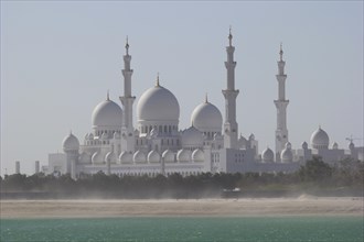 View of the Sheikh Zayed Mosque across the Khor Al Maqta channel