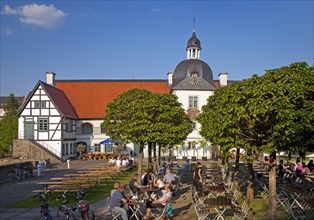 Beer garden at Haus Rodenberg moated castle