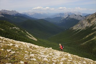 Female hiker in the Rocky Mountains
