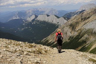 Female hiker in the Rocky Mountains