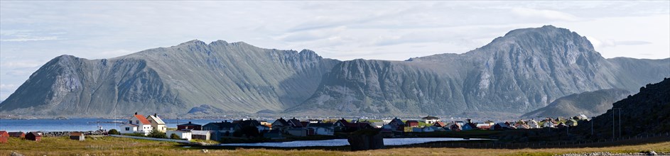 Mountain landscape near the city of Eggum on the North Sea