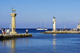 Harbour entrance of Rhodes with Elafos and Elafina