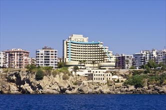 Coast at Antalya with high-rise building complexes
