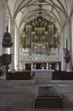 Organ and tomb slab in Merseburg Cathedral