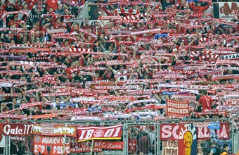 Bayern fans displaying their scarves