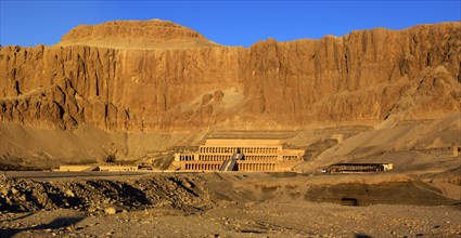 Valley of Deir el-Bahri with the Temple of Hatshepsut in the morning light